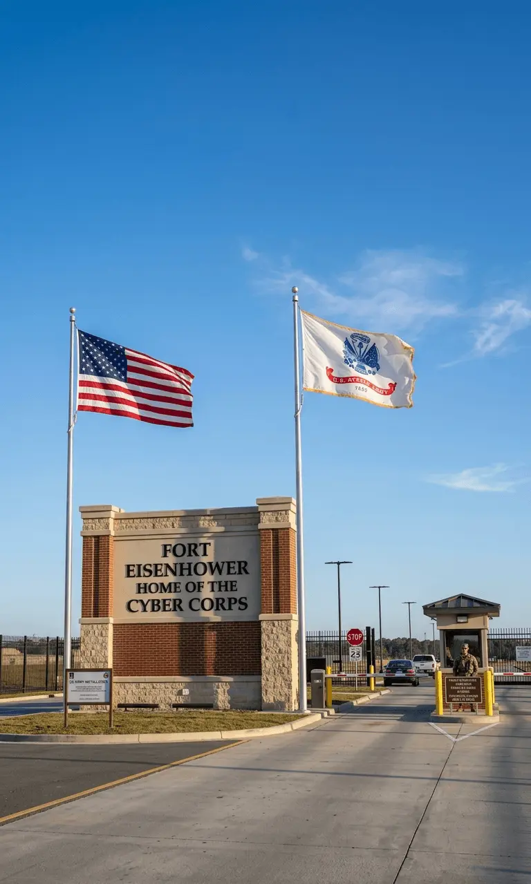 Main entrance and sign of Fort Eisenhower