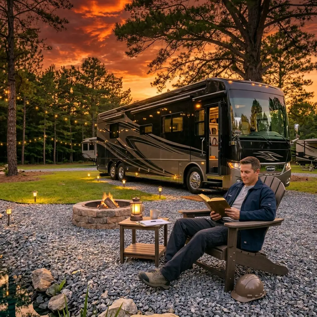Spacious monthly RV sites in Augusta, GA, ideal for traveling nurses, military personnel, and contractors near Fort Eisenhower.